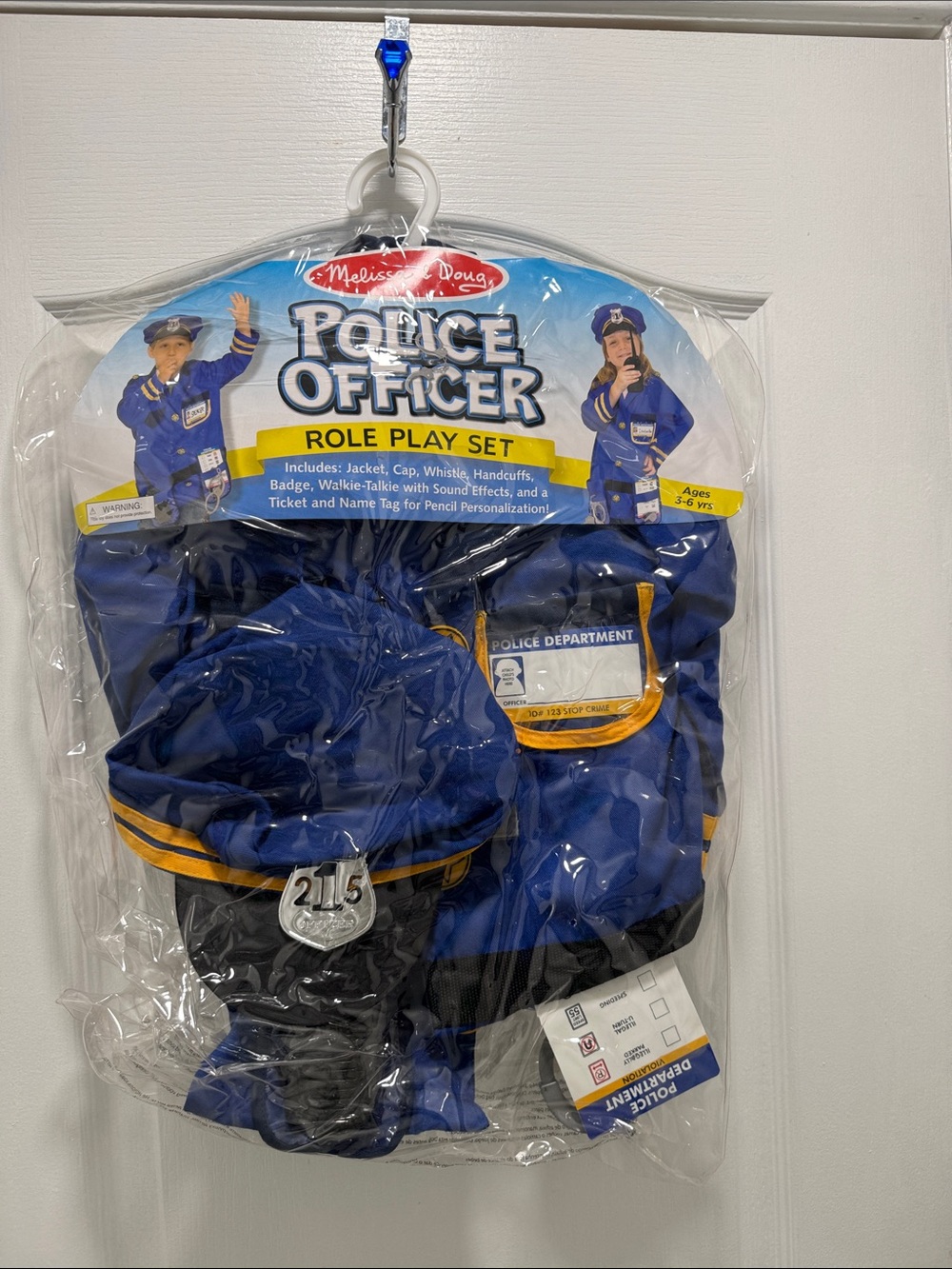 Melissa & Doug Police Officer Role Play Set in Blue and Yellow Trim